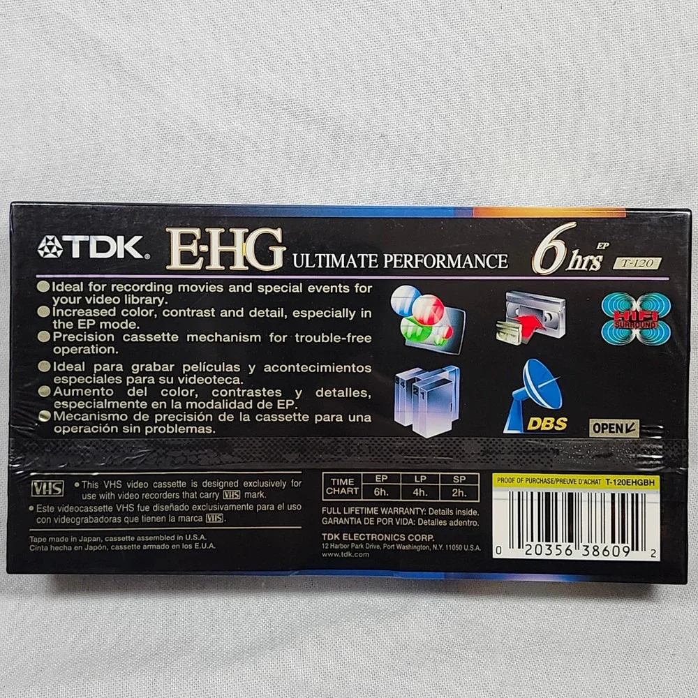 TDK VHS T‎ 120 AQ EHG Ultimate Performance Blank Recording Tapes Lot Of 3